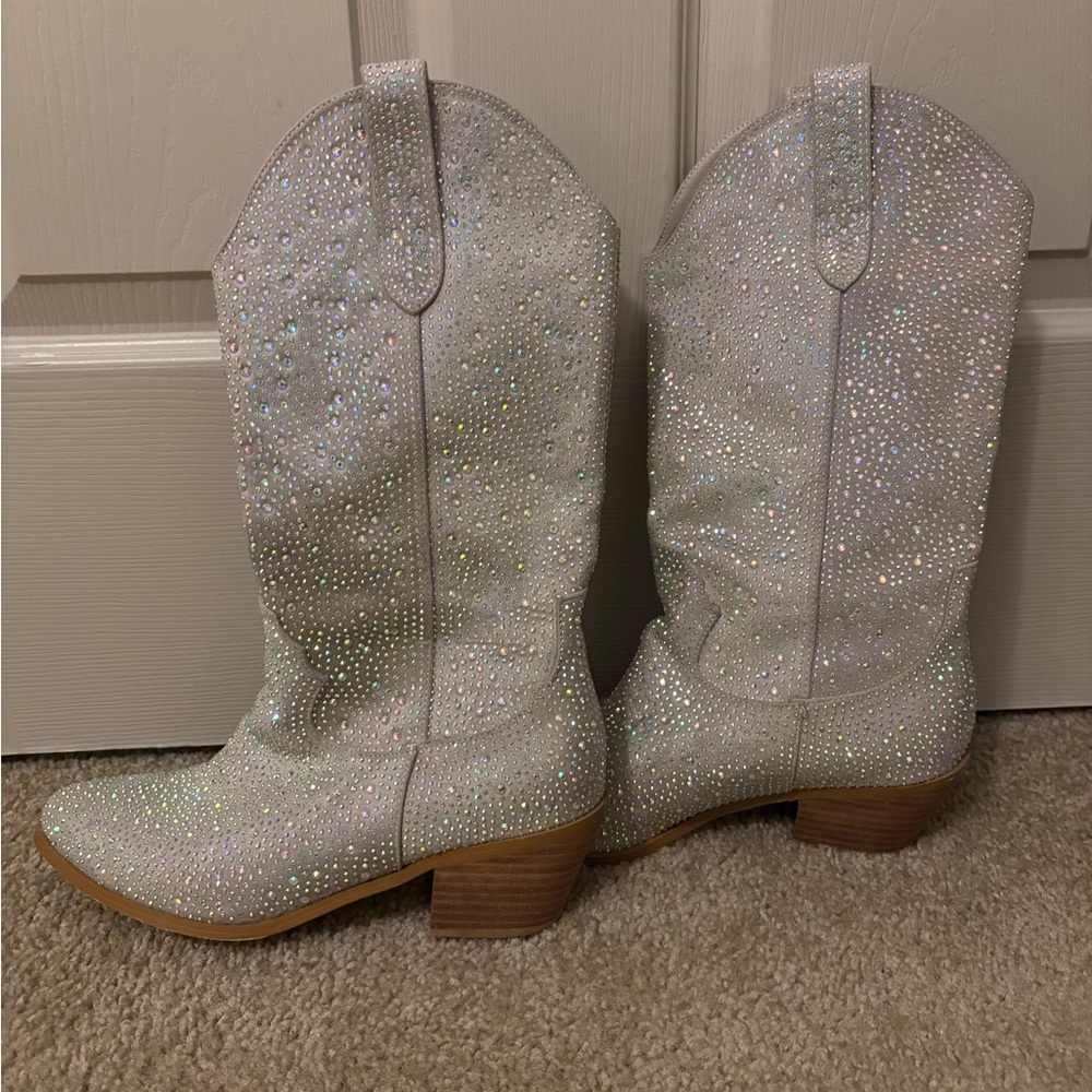 Amazon Silver Glitter Heeled Boots